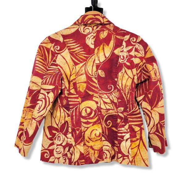 Chico's Women's‎ Tropical Floral Button Down Stretchy Denim Blazer Size 0 - Picture 2 of 9